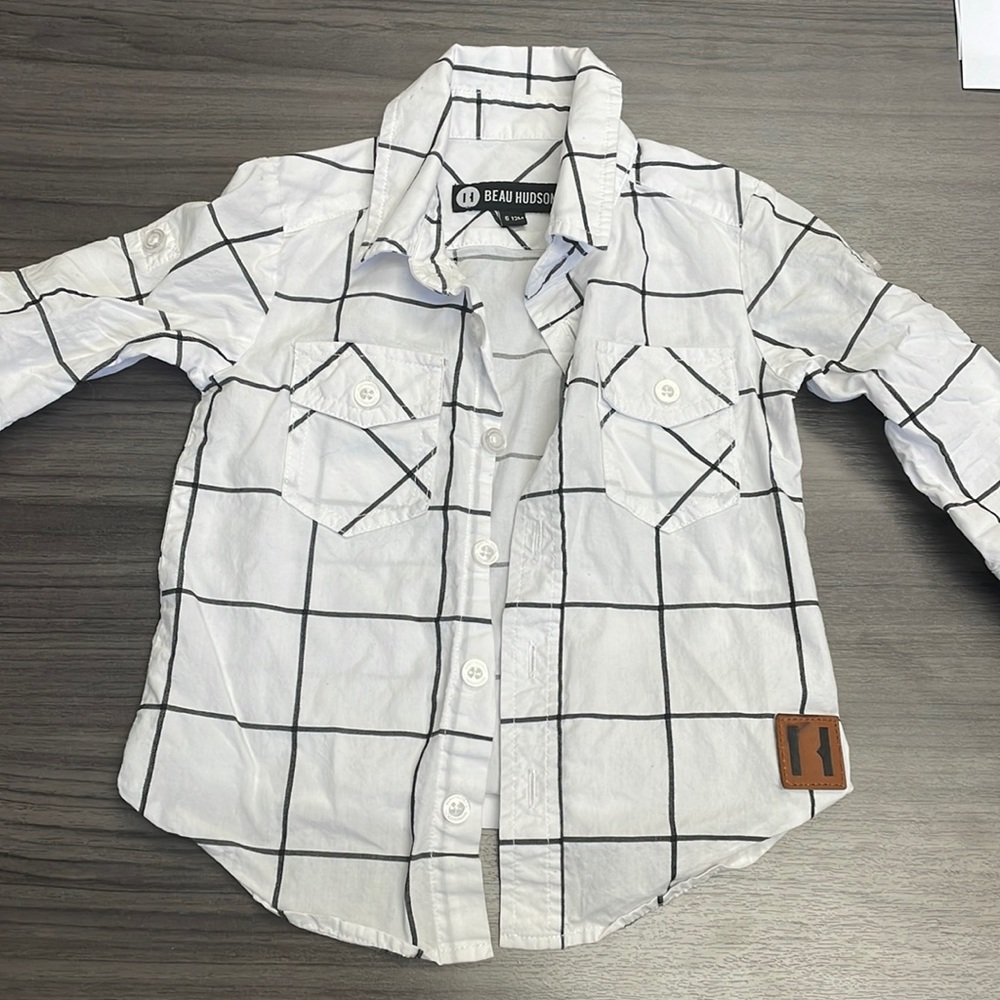 Beau Hudson size 6-12m white grid button up